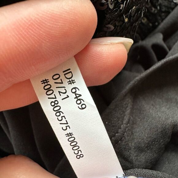 NWT new Express Sequin Cowl Neck Slip Dress size XXS black midi asymmetrical - Picture 6 of 7